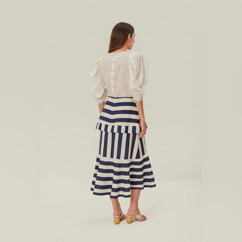 Farm Rio: Blue Mixed Stripes Midi Skirt - Picture 3 of 10